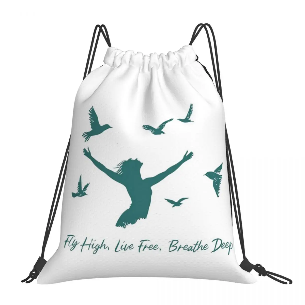 Fly High Live Free Breathe Deep Backpacks Fashion Portable Drawstring Bundle Pocket Storage Bag Book Bags For Man Woman School