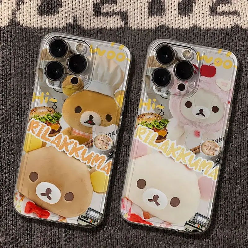 Cute Cartoon Rilakkuma Phone Case for Oppo A3x A3 A60 A79 A98 A78 A58 A38 A18 A57 A76 A17 A74 A94 A36 A55 A15 Soft TPU Cover