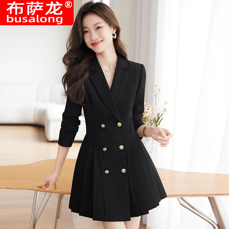 2025New Style Suit Collar Dress Long Sleeve Slim Fit Elegant Professional Dress Workwear Fashion Women's Formal Wear