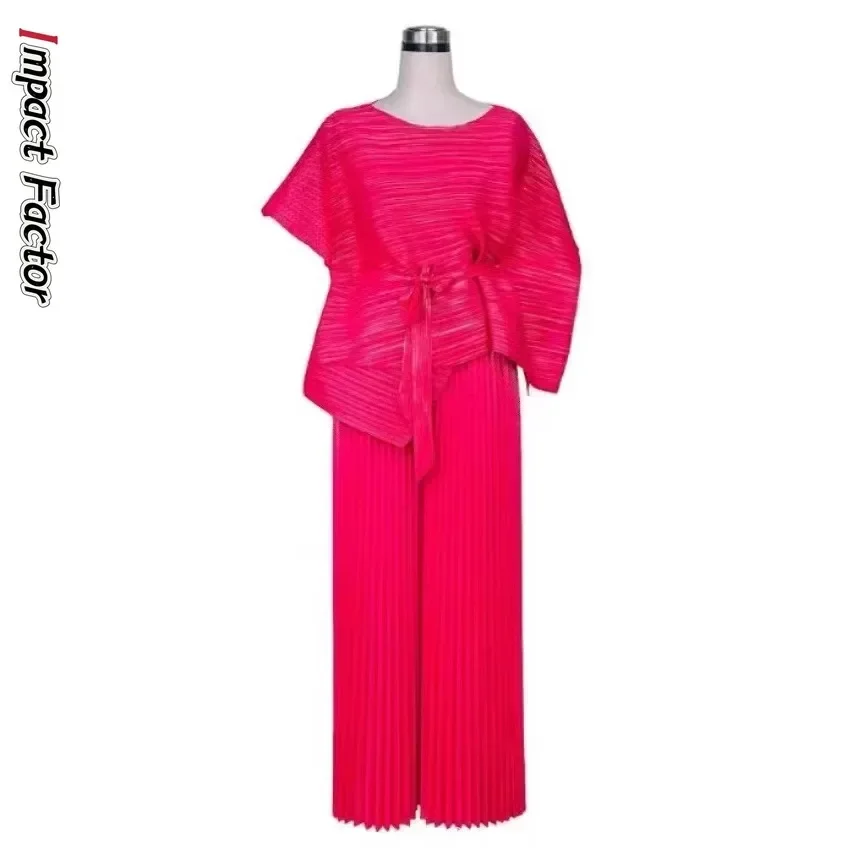 

Miyake High End Fashion Pleated Set Women Irregular Belt Shawl Sleeveless Backless Long Dresses Fashion Party 2025 New