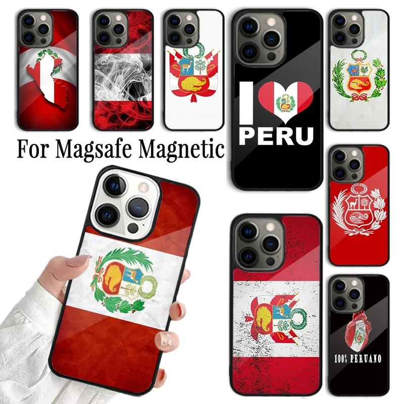 

Peru Flag Phone Case Cover For iPhone 17 AIR 16 15 14 13 12 11 Pro Max Plus Wireless Magnetic Magsafe Shell