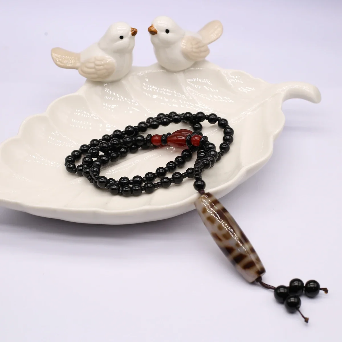 

Tianzhu Spacer Dzi Bead Amulet Prayer Beads Natural Agate Stone Good Luck Man Chain Necklace