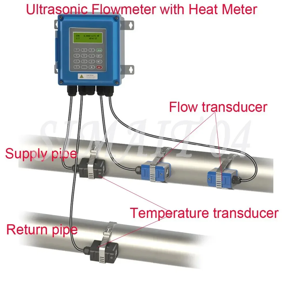 

Ultrasonic Flowmeter with Heat Meter Energy meter PT100 TUF-2000B water flow meter wall mounted clamp on BTU Modbus