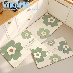 VIKAMA 2025 New Kitchen Special Diatomite Floor Mats Non-slip Anti-oil Super-resistant Home Essential Carpet 2PC