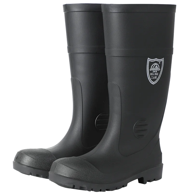Men's Safety Steel Toe High-Cut Rain Boots Waterproof Construction Site Work Boots Spring Summer Anti-impact Anti-stab