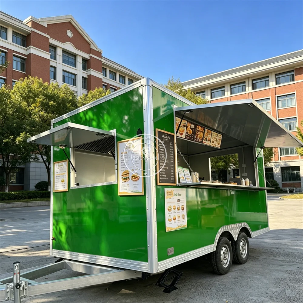 

Factory Price Stainless Steel Food Truck Mobile Kitchen Trailer BBQ Burger Coffee Ice Cream Pizza Food Trailer For Sale