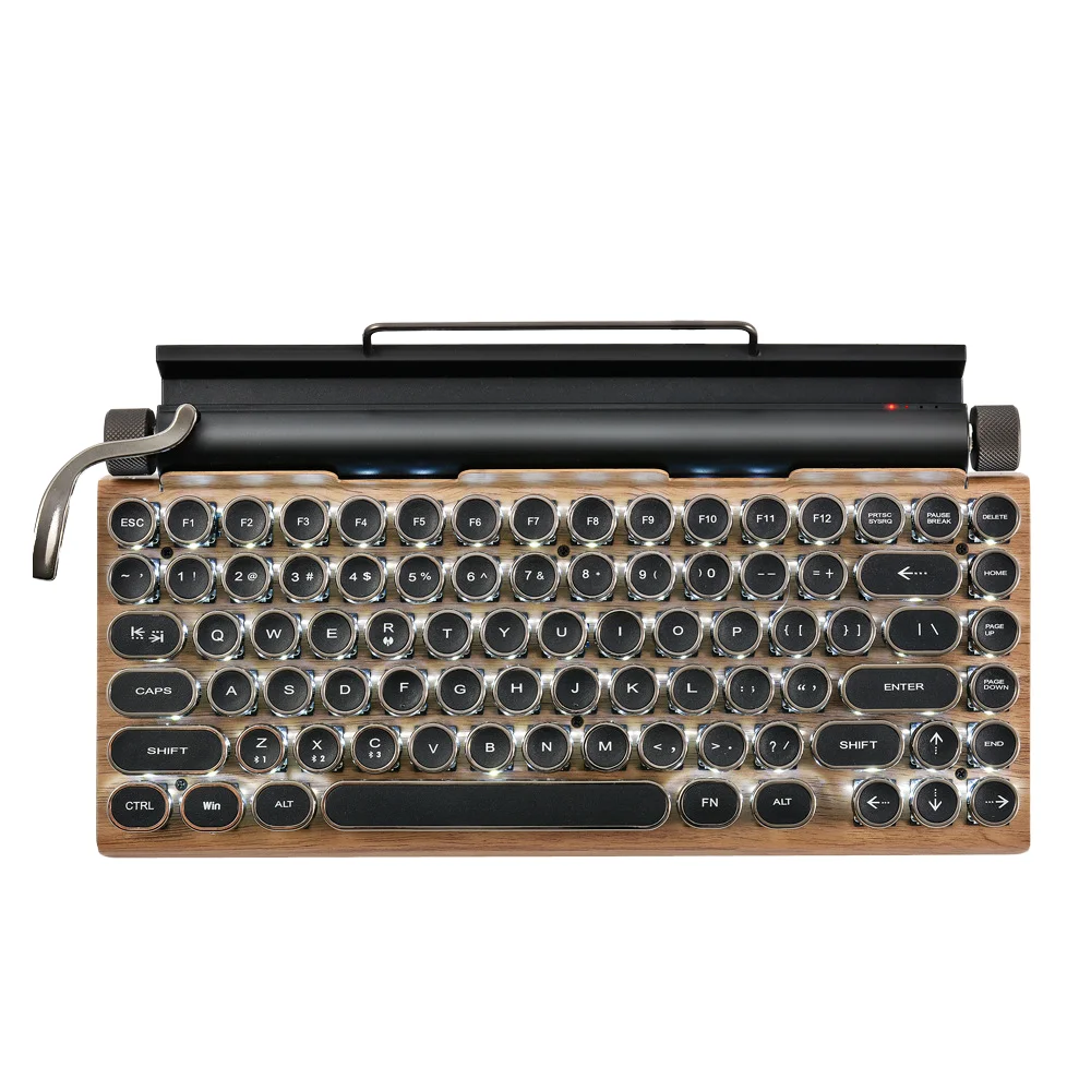 Hot Selling Retro Typewriter Wireless Keyboard RGB Mechanical Keyboard Mobile Phone Tablet Stand Keyboard
