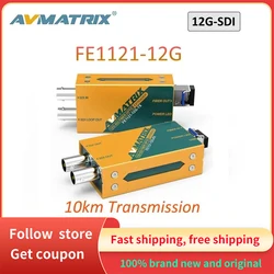 AVMATRIX FE1121-12G Fiber Optic Extender 10km 6G/12G/3G-SDI Input & Loopout on Transmitter Dual 12G-SDI Outputs on Receiver