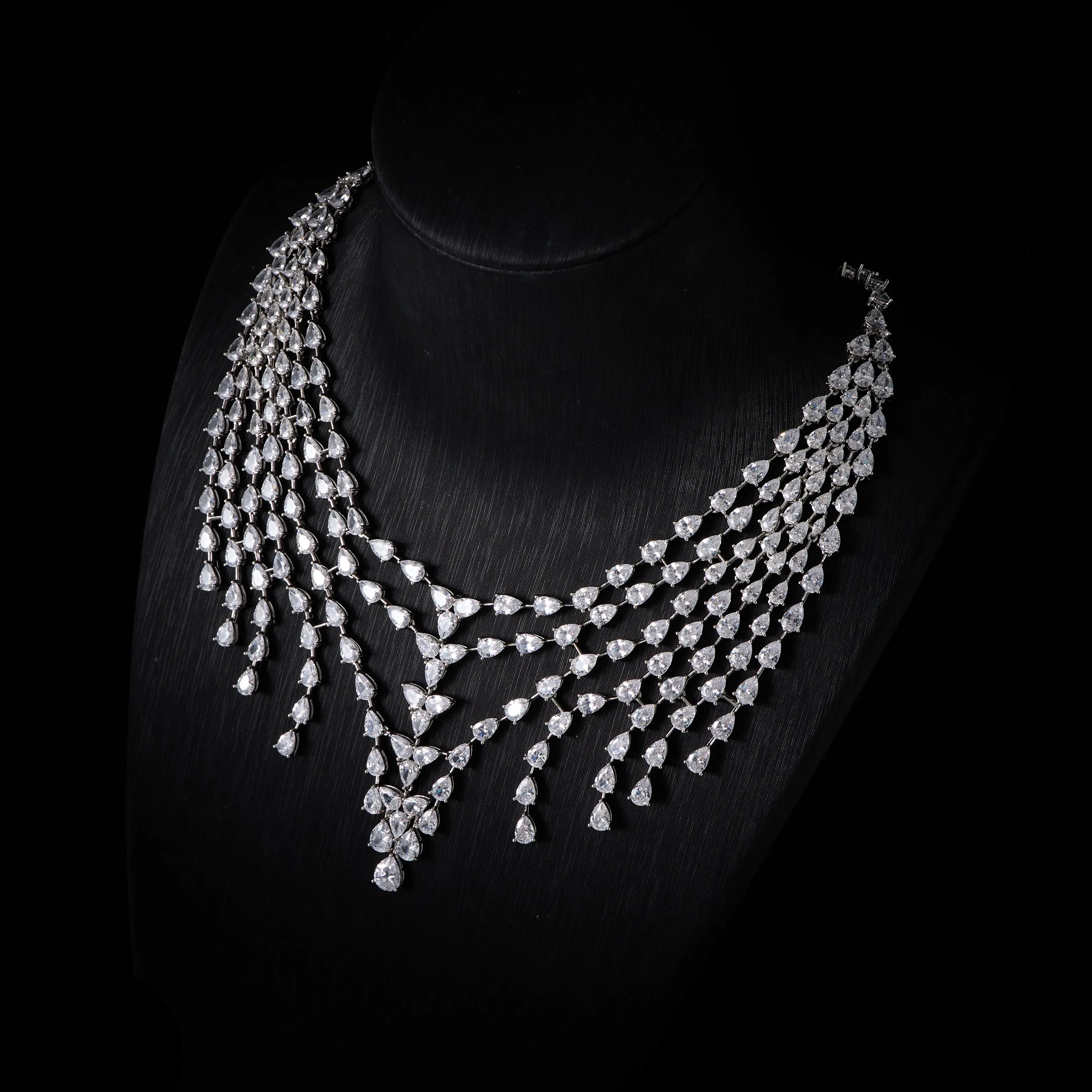 241202 Luxury Women Necklace Sets Cubic Zirconia Bridal Jewelry DuBai Saudi Wedding Engagement Party Festival Jewel Accessory