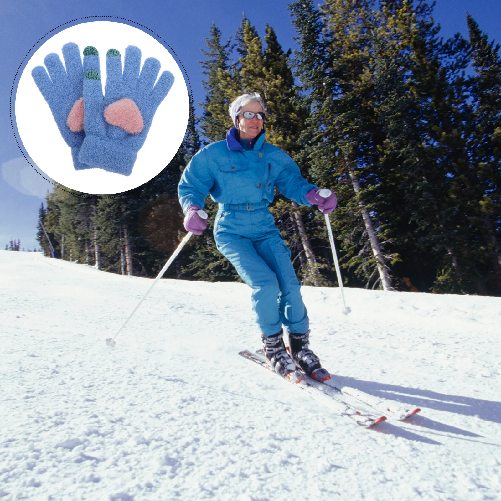 

1 пара зимних вязаных перчаток с узором в виде сердечек, унисекс, теплые перчатки с сенсорным экраном, утепленная подкладка, ветрозащитные, для активного отдыха на природе