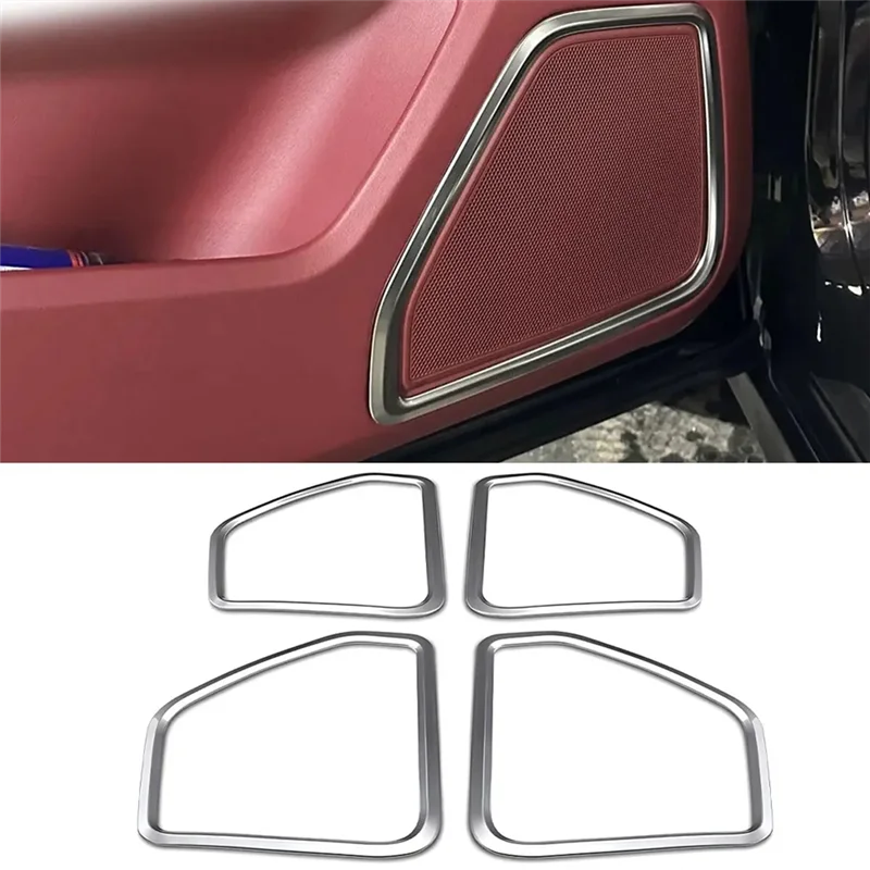 

For Porsche Macan 2015-2021 Silver ABS Door Speaker Horn Ring Frame Cover Trim Parts Accessories
