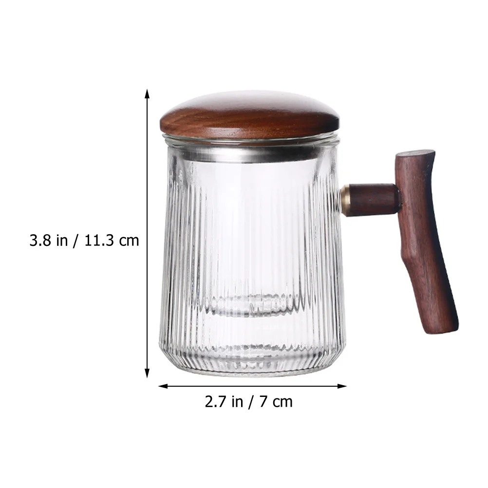 

3 Piece Glass Tea Cup Set with Infuser and Lid Striped Clear Mug for Loose Leaf Tea Hot Drinks Home Office Coffee Shop Use