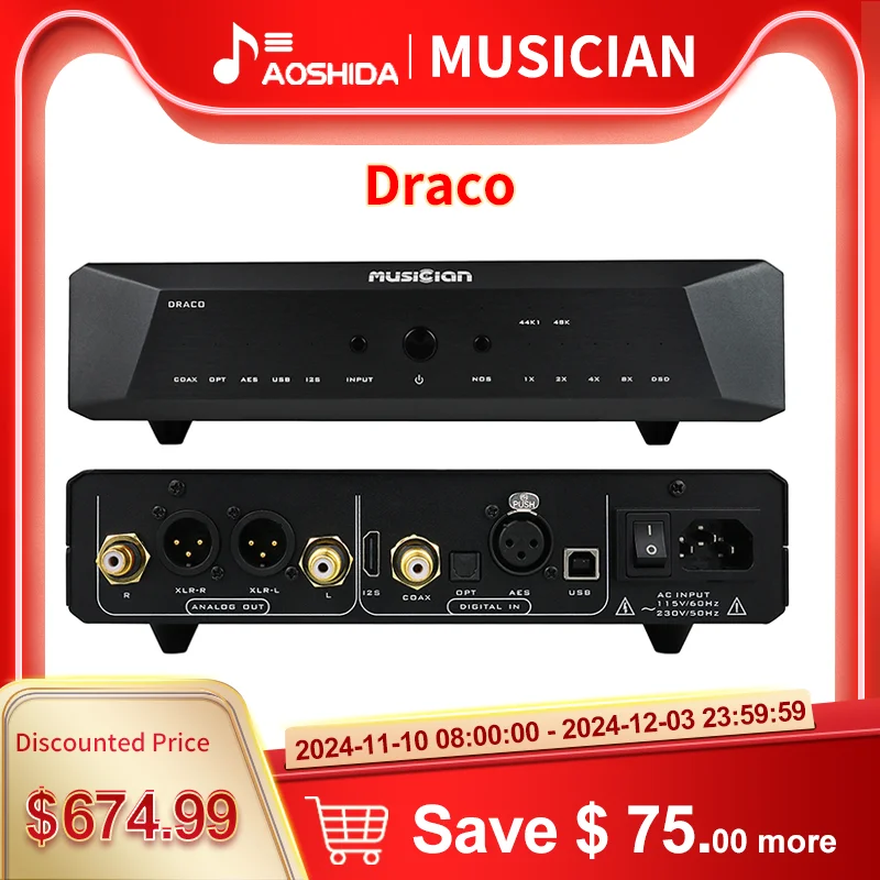 MUSICIAN Draco R2R DAC ALTERA ARM High Perfomance Decoding Chips R2R True Balanced Decoder I2S/Coaxial/Optical/AES/USB DAC