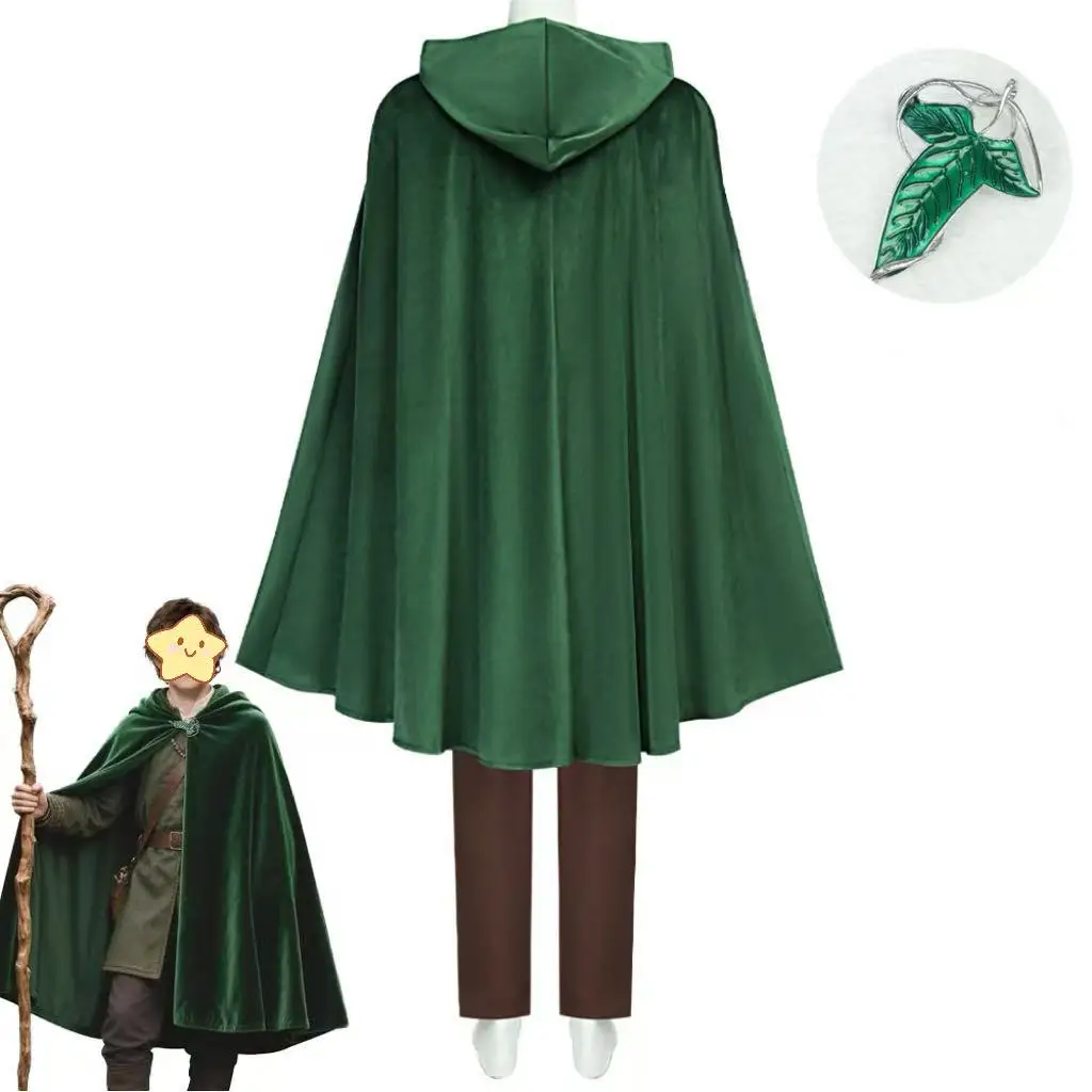Halloween Hobbit Cosplay Cloak Men Women Anime Game Hooded Long Robe Trendy Carnival Event COS Cape with Hat
