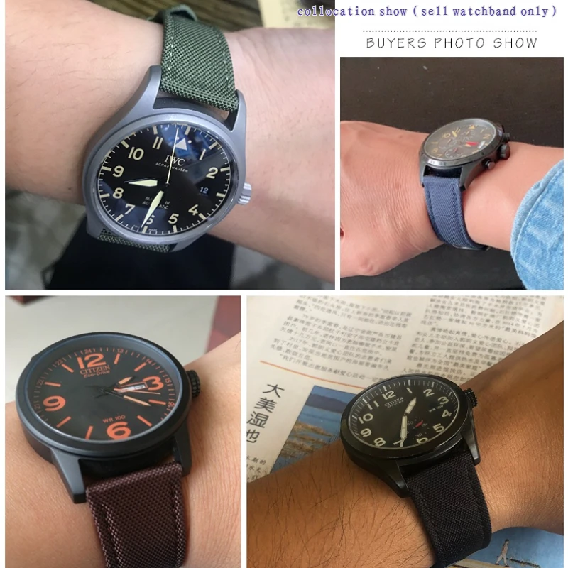 Universal 19 20 22 23 24mm para Tissot seiko SKX007 timex CITIZEN correa de reloj deportivo de nailon pulsera de cuero de lona para hombre