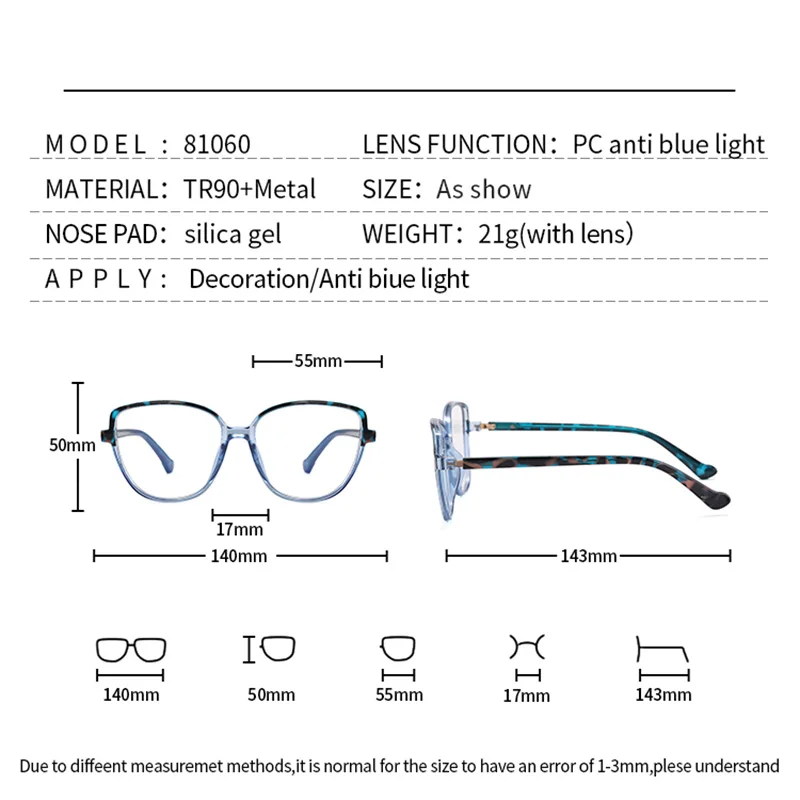 Reven 81060 Anti Blue Light Glasses Fashion Jelly Color Eyewear Office Computer Goggles Blue Ray Blocking Glasses Vision Care