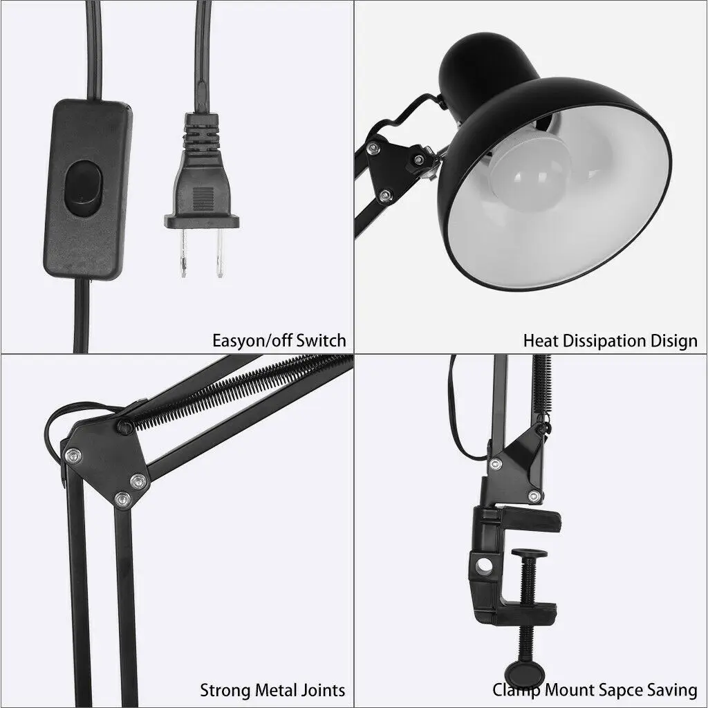 

Adjustable Clip Table Light Reading Task Lamp LED Bulb Office Lighting Desk Lamp Clip On Light Eye Protection Bedroom Table Lamp