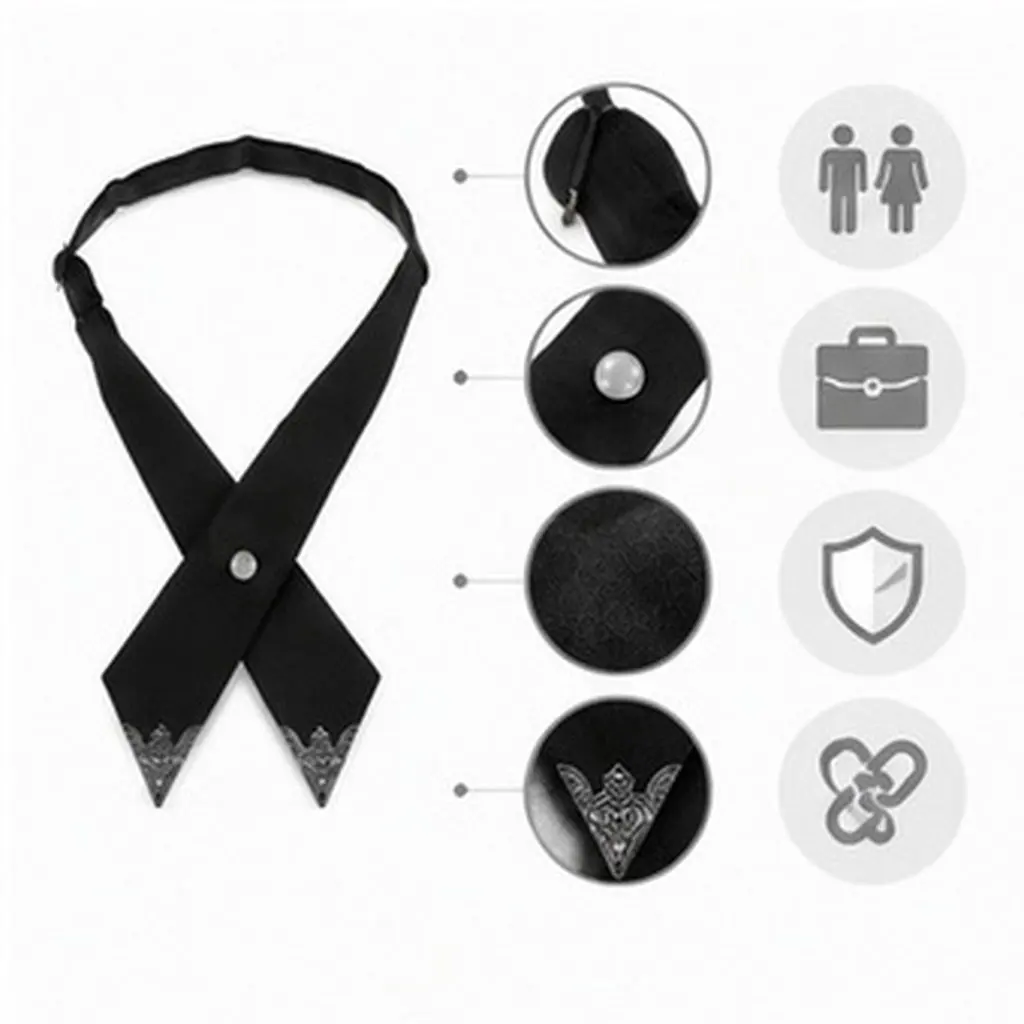 2Pcs Adjustable Cross Bow Tie for Men and Women Black Fabric Pre Tied Neck Tie Accessory School Uniform Wedding Prom Party
