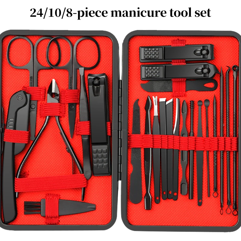 

8/10/24-piece nail clipper tool set, portable travel case, cuticle nippers, professional nail clippers and pedicure kit.