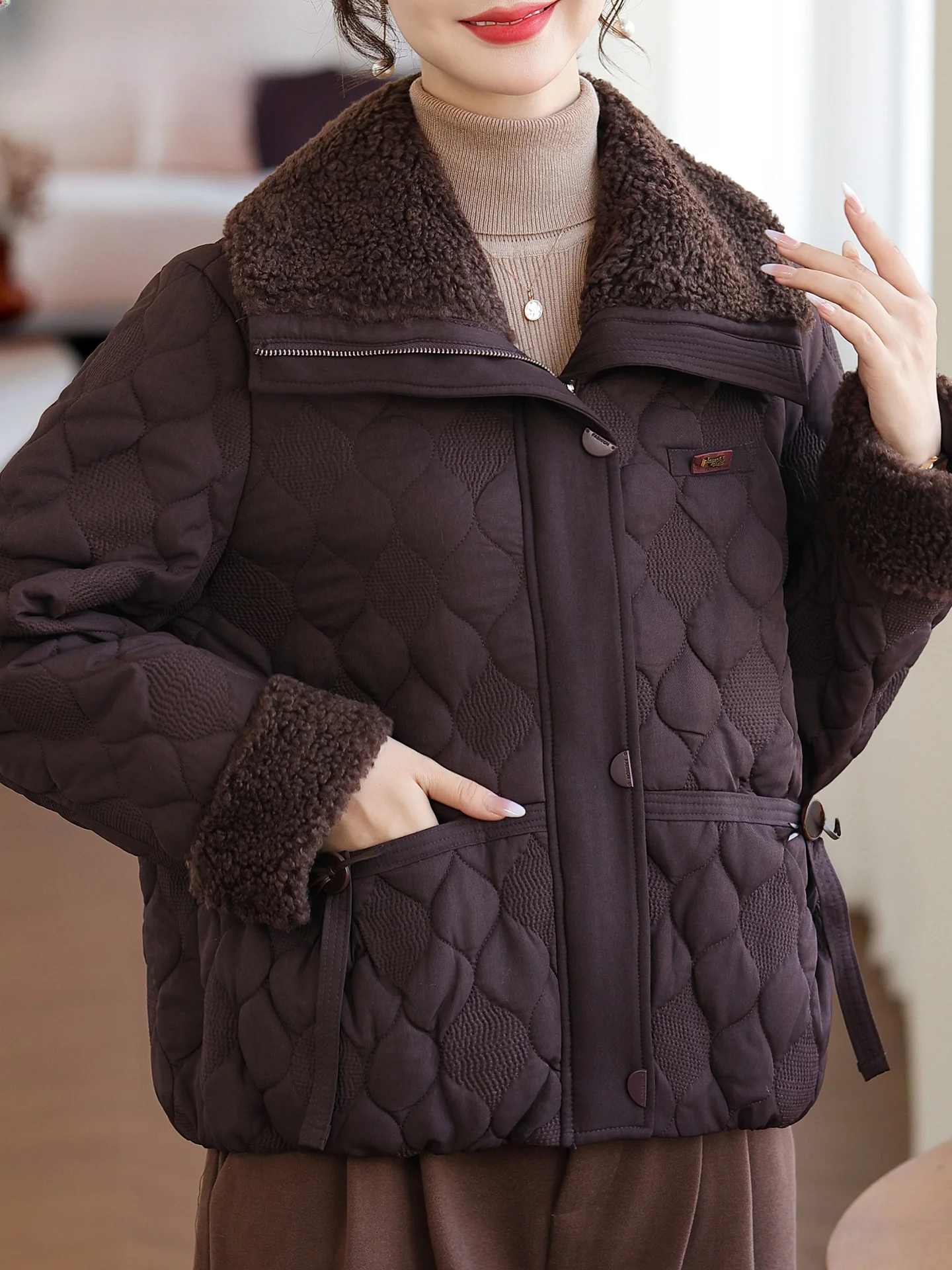 

Модная легкая хлопковая куртка для женщин: осенне-зимняя, теплая, приталенная, в корейском стиле, повседневная верхняя одежда