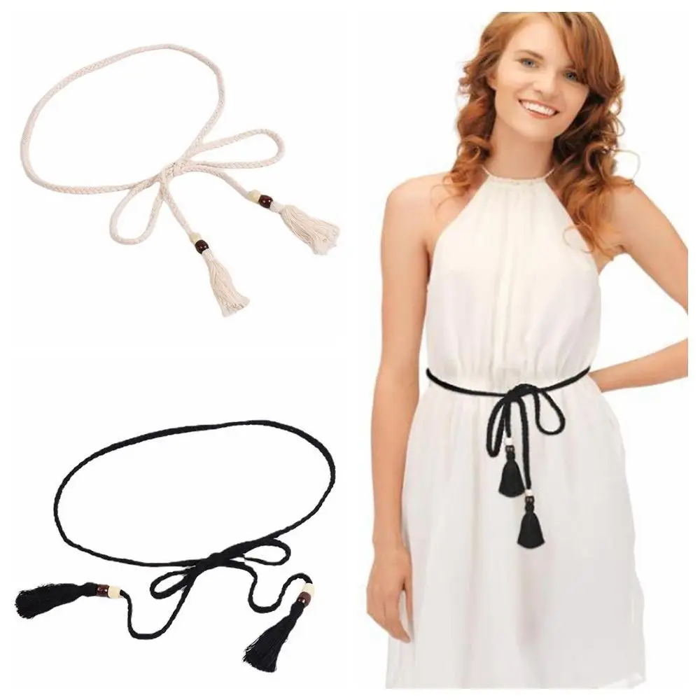 ボボスタイル編組結び目ウエストベルト無地ファッションアクセサリー自由奔放に生きるロープチェーンネクタイウエストバンドソフト