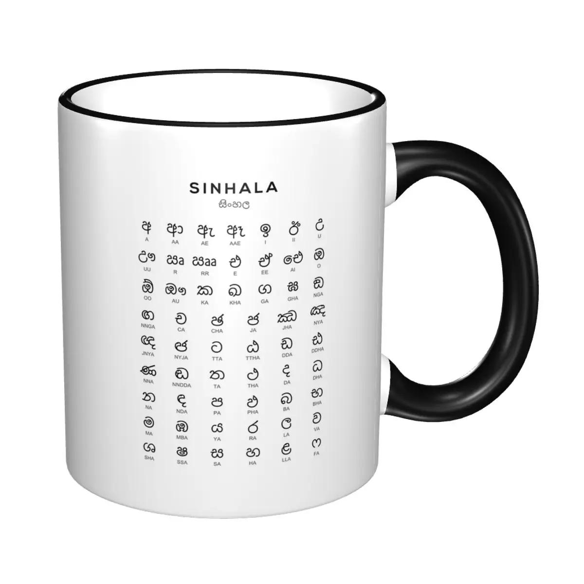Sinhala Alphabet Chart, Sinhalese Language Learning Chart Mug Ceramic Coffee Cups Tea Mugs Milk Cup Drinkware Gifts for Friends