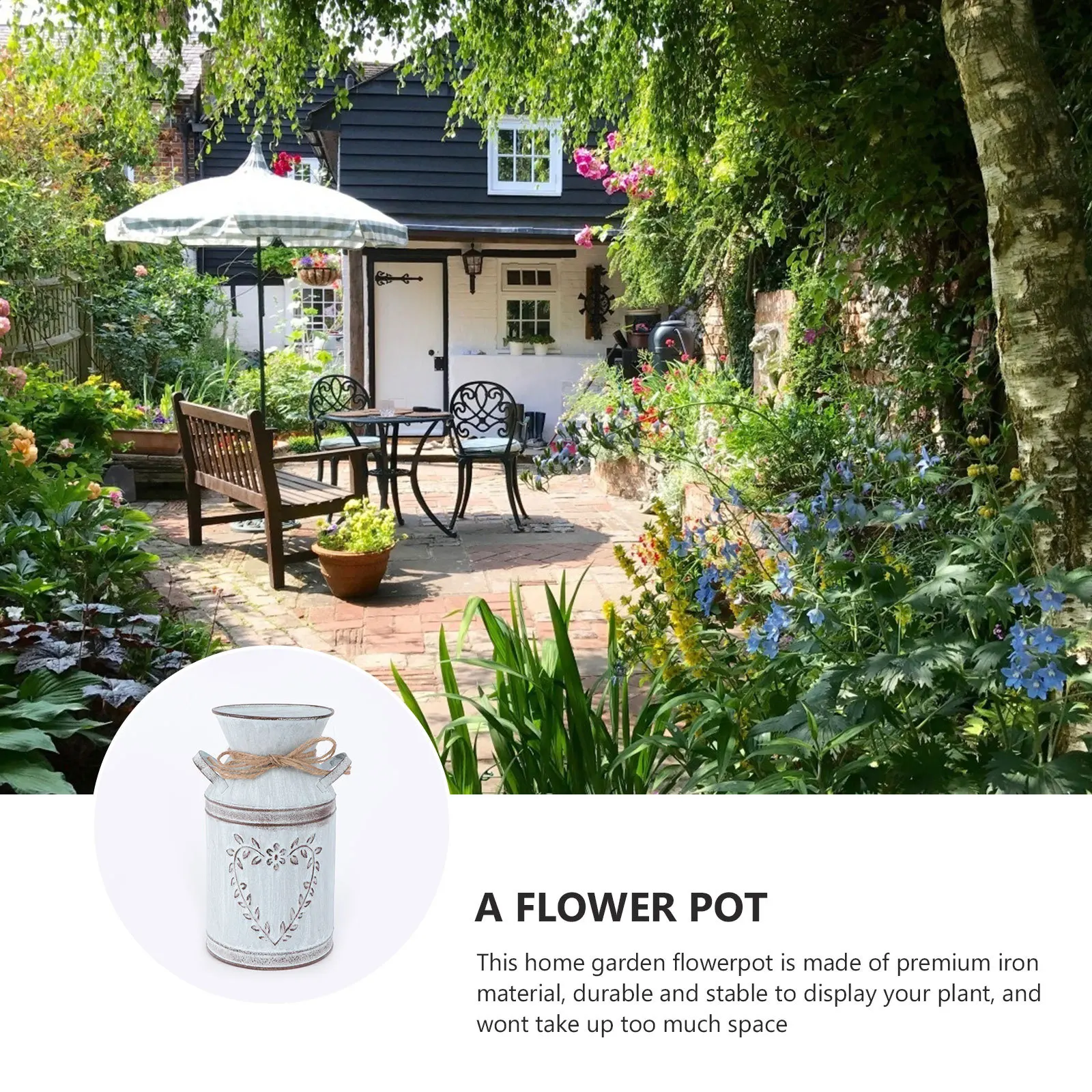 

1Pcs Heart Design Iron Flower Pot Stylish Plant Holder Garden Vase Desktop Ornament Flower Bottle Plant Display Pot