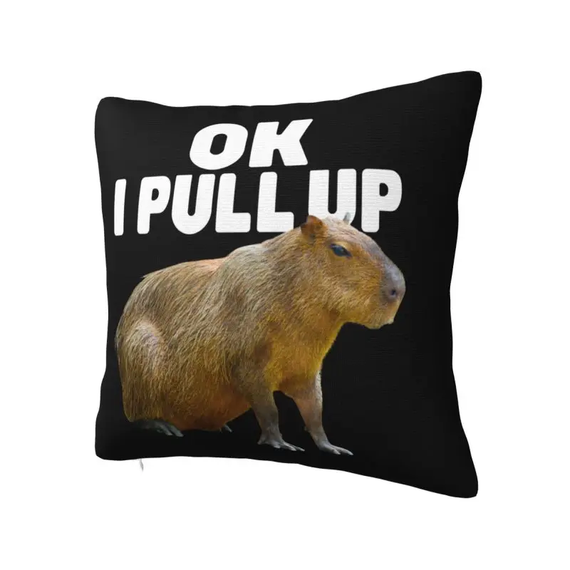 Fashion Ok I Pull Up Capybara Cushion Cover 66x66cm Velvet Pillow Case for Sofa Car Square Pillowcase Home Decorative