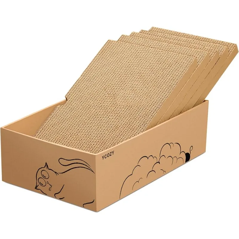 

Ycozy Cat Scratcher Box, 5 in 1 Reversible Cardboard Scratching Pads Cat Scratching Board for Paws Cat Scratch Pad 5 PCS Rep