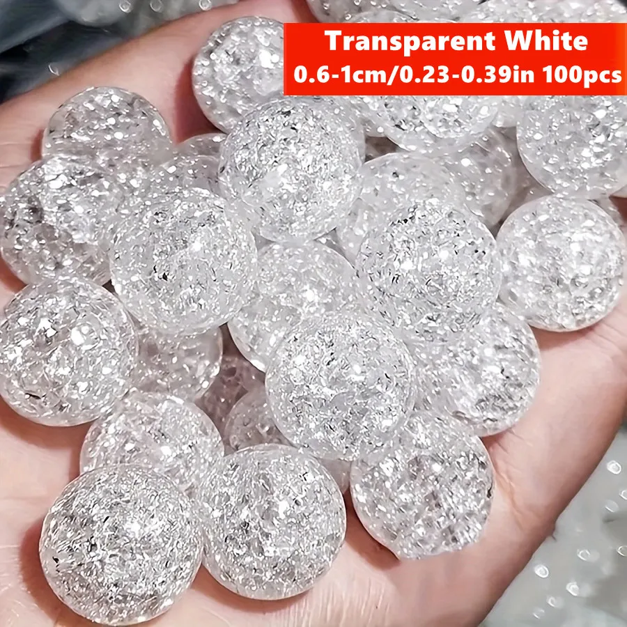 100pcs White Cracked Acrylic Beads - 6/8/10mm Assorted Sizes Spacer Beads for DIY  Making, Sparkling Craft Supplies