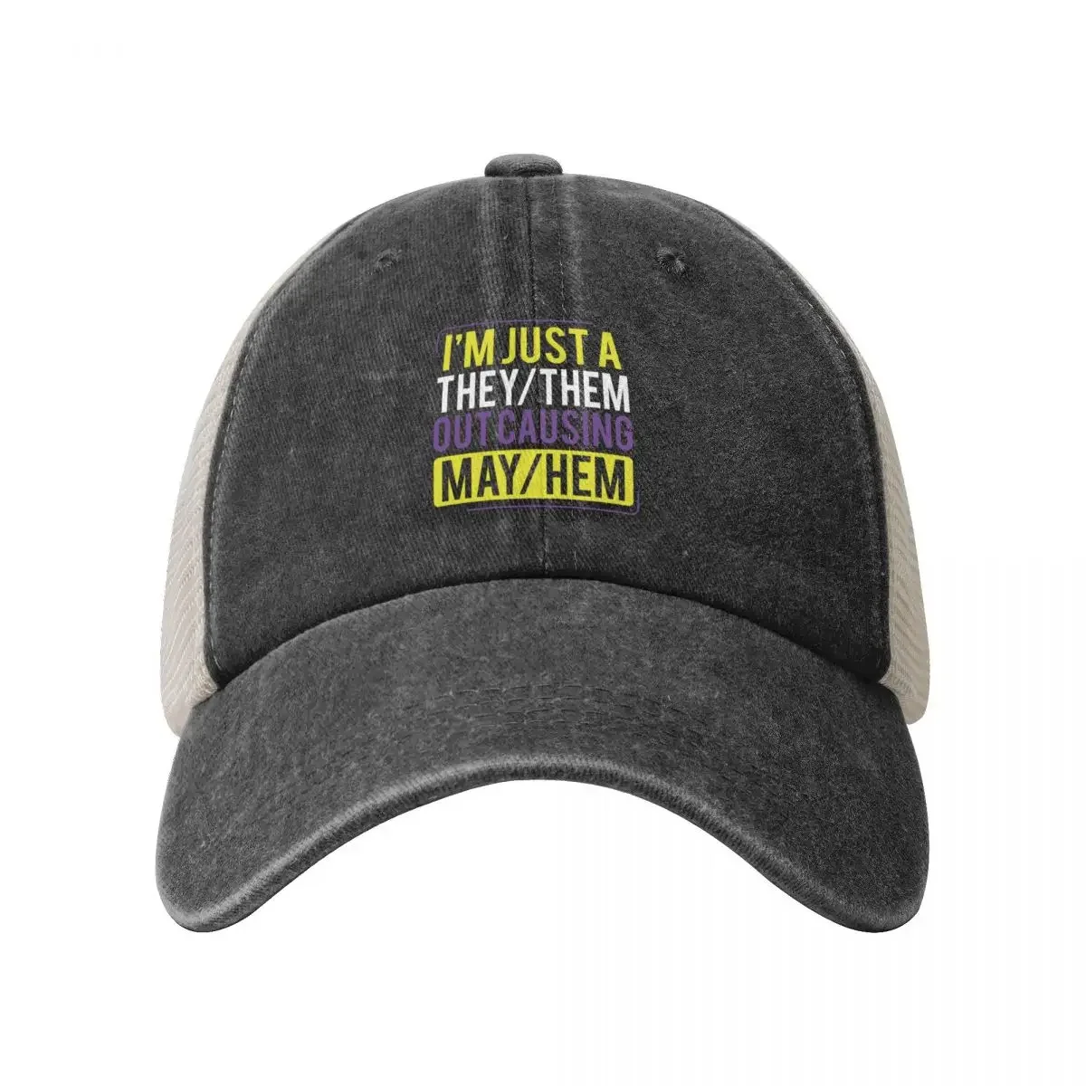 They Them Out Causing Mayhem Funny Non Binary Baseball Cap Custom Cap Beach Beach Bag For Girls Men's