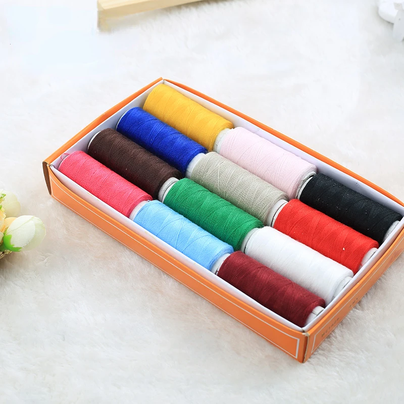 12 Colors 100% Polyester Yarn Sewing Thread Roll Machine Hand Embroidery 150 Meter Each Spool Durable For Home Sewing Kit