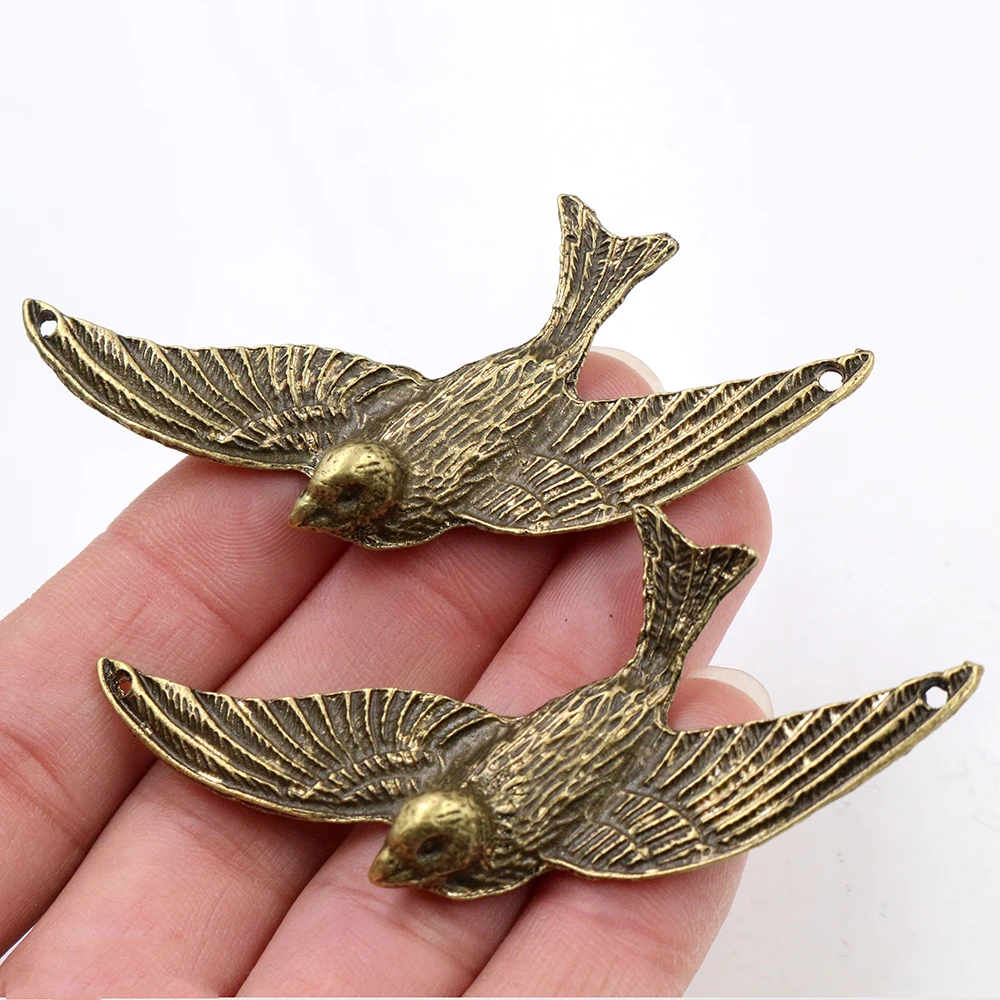 73x33mm 3pcs Antique Silver Plated Bronze Plated Bird Style Connector Handmade Charms Pendant:DIY for bracelet necklace