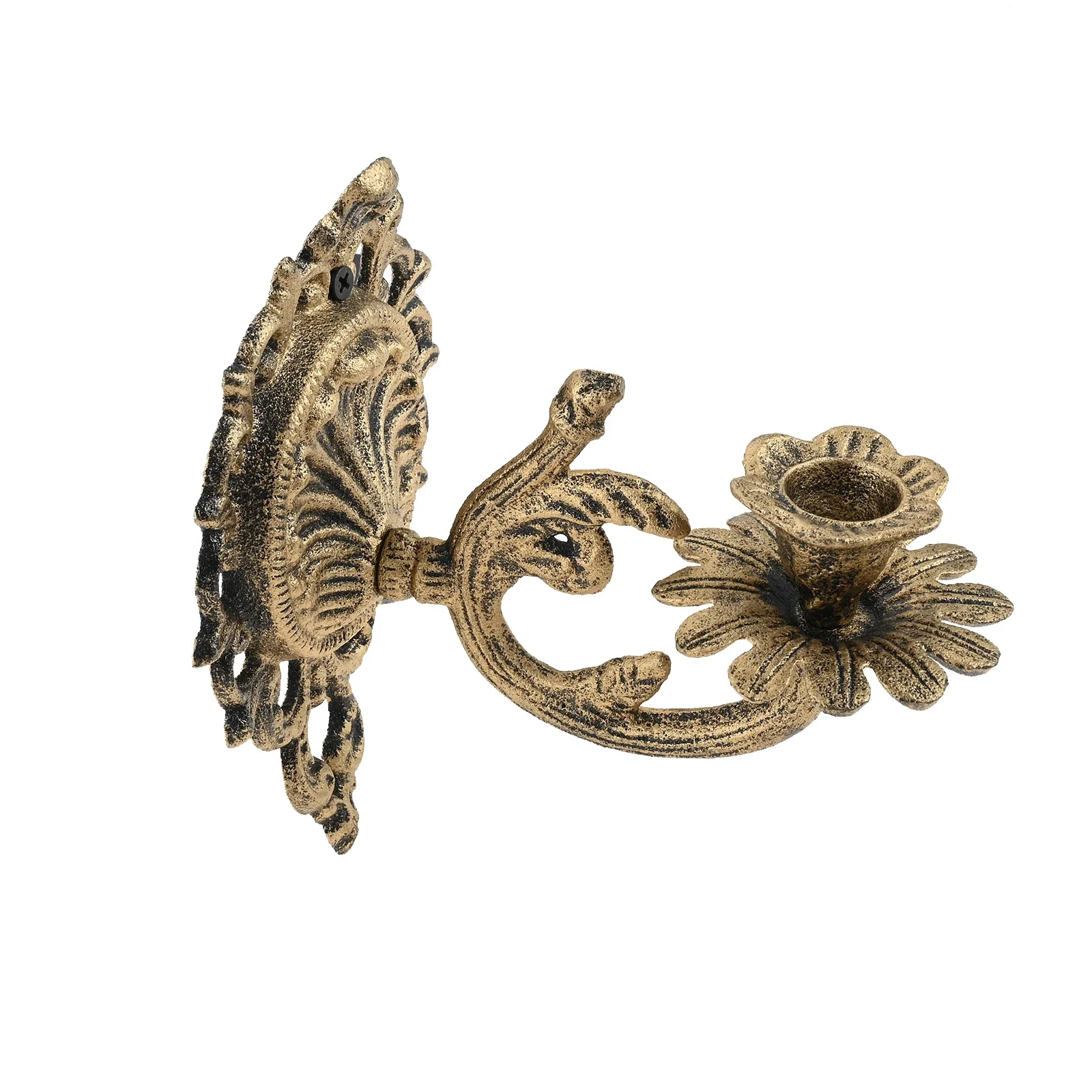 Antique Gold Wall Mounted Candle Sconces Holder Home Decoration Hanging Candlestick Sconces for Bedroom Dining Room Fireplace