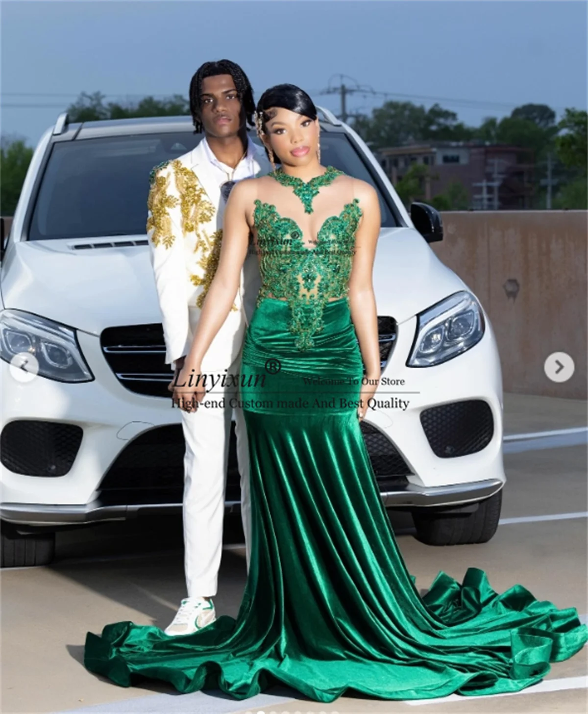 Cristais de luxo frisado sereia vestido de baile 2025 preto meninas africano robes de soiree personalizado veludo vestido de festa de casamento