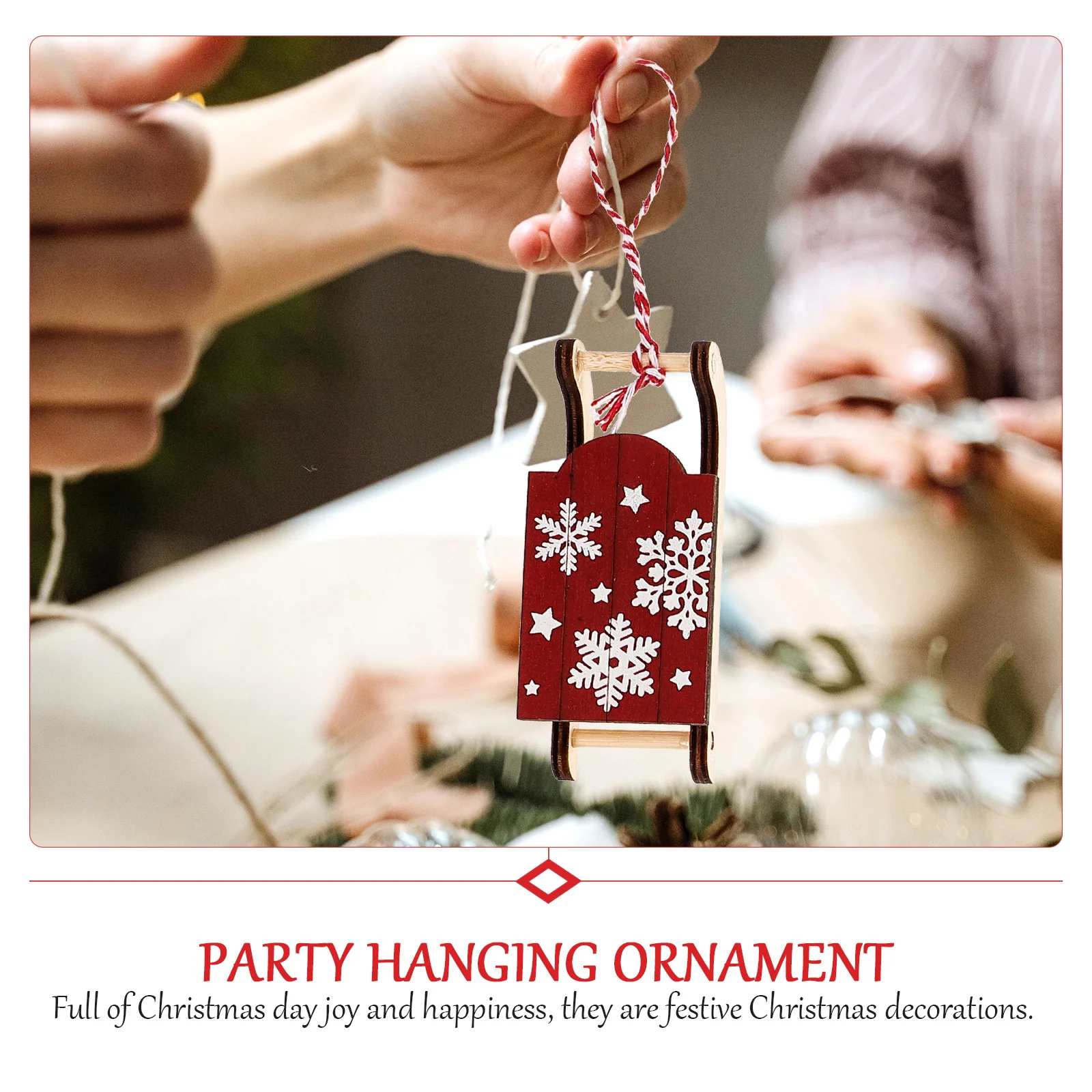 

6Pcs Festive Ski Christmas Tree Hanging Ornaments Wood Xmas Party Decor Easy to Hang Christmas Tree Ornaments