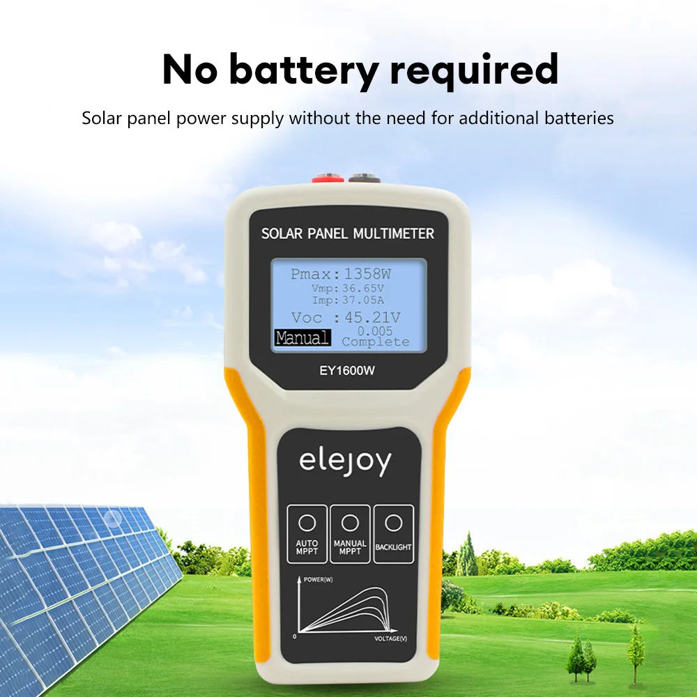 Imagem -02 - Multímetro de Painel Solar Lcd 400 800 1600w Testador de Fonte de Alimentação Painel Fotovoltaico Medidor de Teste de Tensão de Detecção Mppt Manual Automático