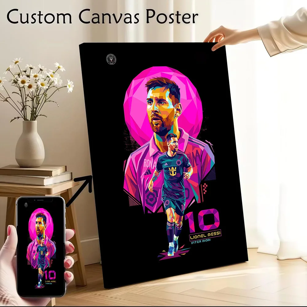 Lionel Messi Pop Art Canvas Poster Customizable Printed Canvas Painting Wall Art for Fans Home Decorations Decorative Paintings