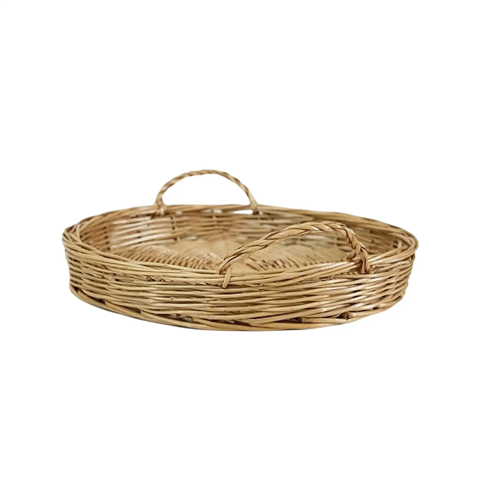 Handwoven Basket Plate Fruit Storage Dish DIY Ornament Handmade Stackable Home