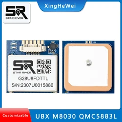 G28U8FDTTL GPS module 1-10Hz GPS GLONASS  BeiDou  NMEA＆UBX M8030 FLASH  9600 Baudrate QMC5883L 3.3V-5V 28*28*8.5mm