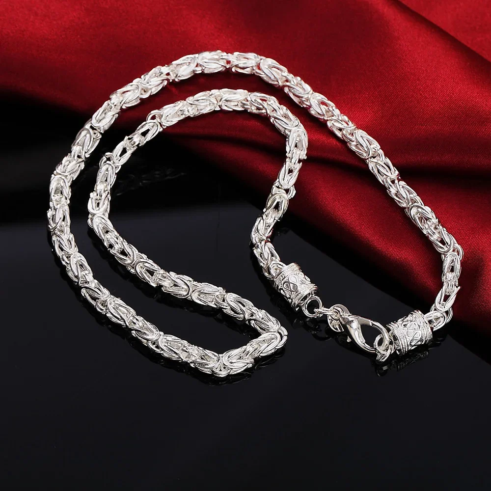 Fashion Classic 925 Sterling Silver 6MM Geometry Chain Necklace Bracelet for Man Party Wedding Jewelry Set Fine Christmas Gifts