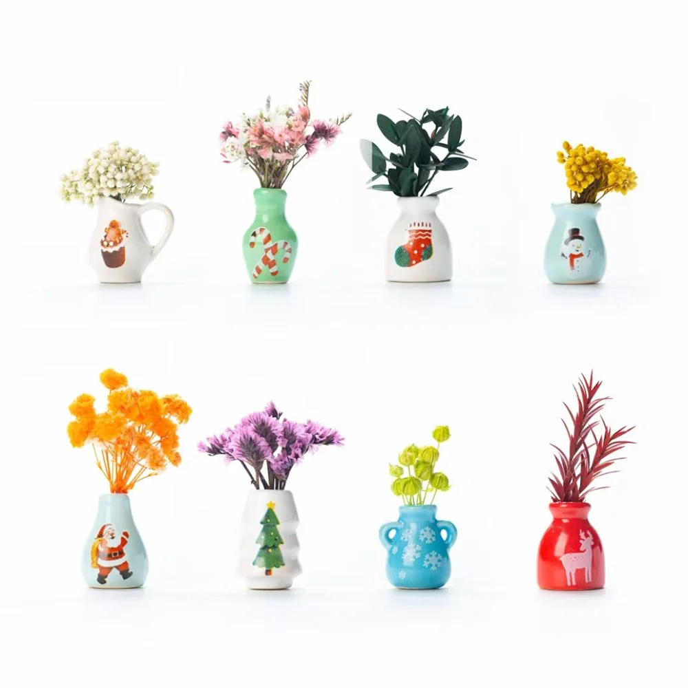 1Pcs Christmas Gift Magnetic Flower Arrangement Decorative Object For Home Kitchen Decoration Mini Ceramics Vase Fridge Magnet