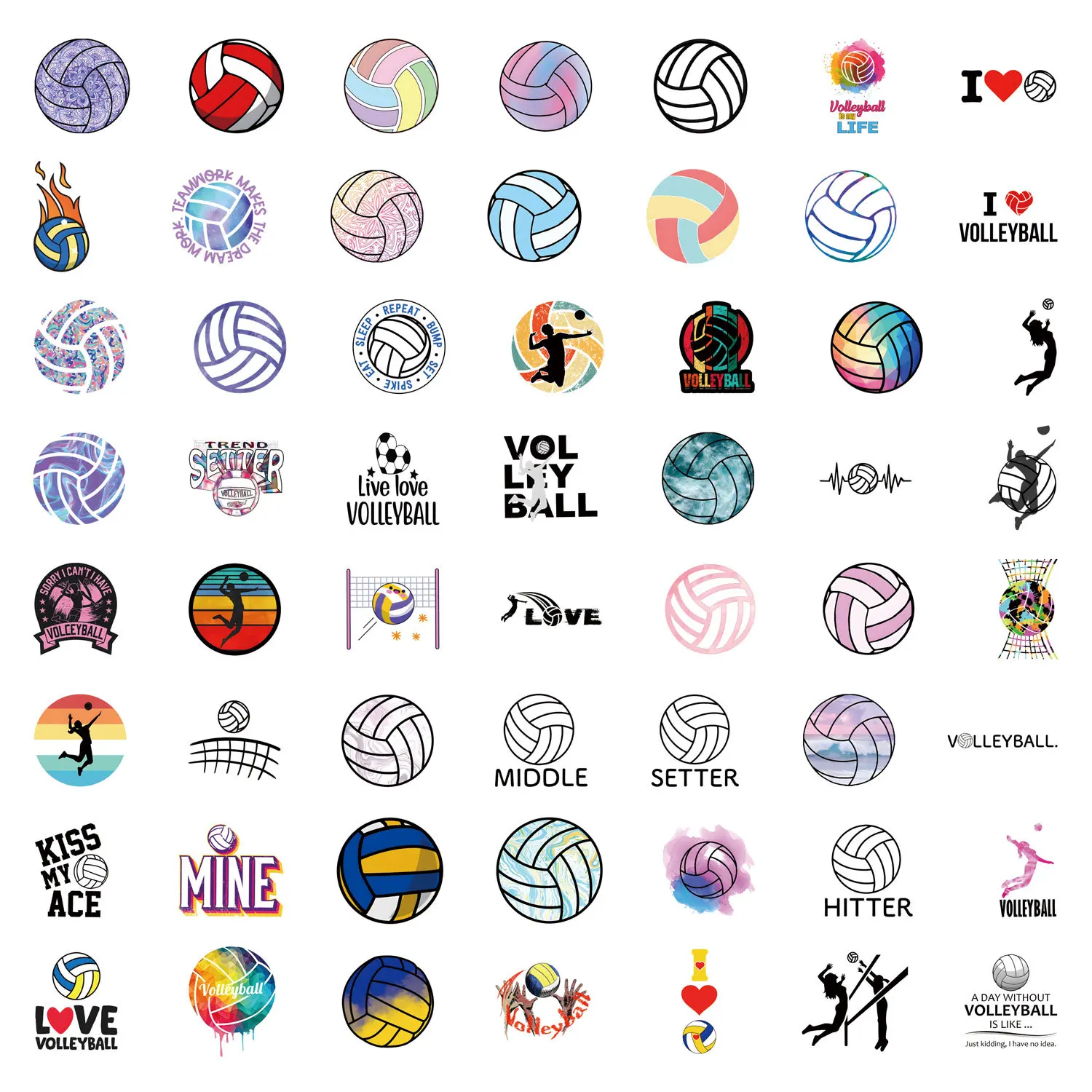 10/55/110PCS Volleyball Cartoon Aufkleber Ball Sport Graffiti Aufkleber Kühlschrank Gepäck Laptop Telefon Gitarre Auto Fahrrad abziehbilder Spielzeug