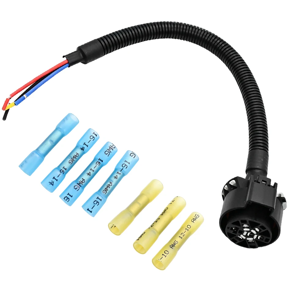 AB33-7 Pin Trailer Wiring Harness 7-Way Connector with 12-16 AWG Copper Wire And Flex Tubing for RV And Trailer Electrical Syste