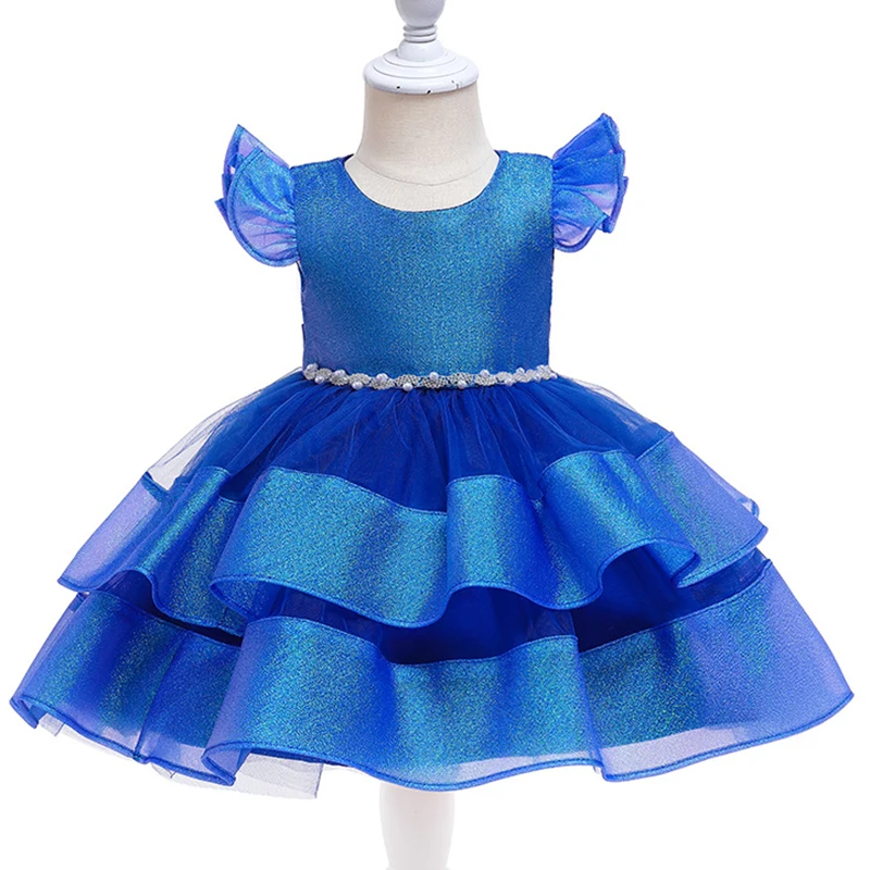 

Summer New Colorful Princess Dress Birthday Party Dress Solid Color Small Flying Sleeves Beaded Bunny Skirt for 6-24 Months