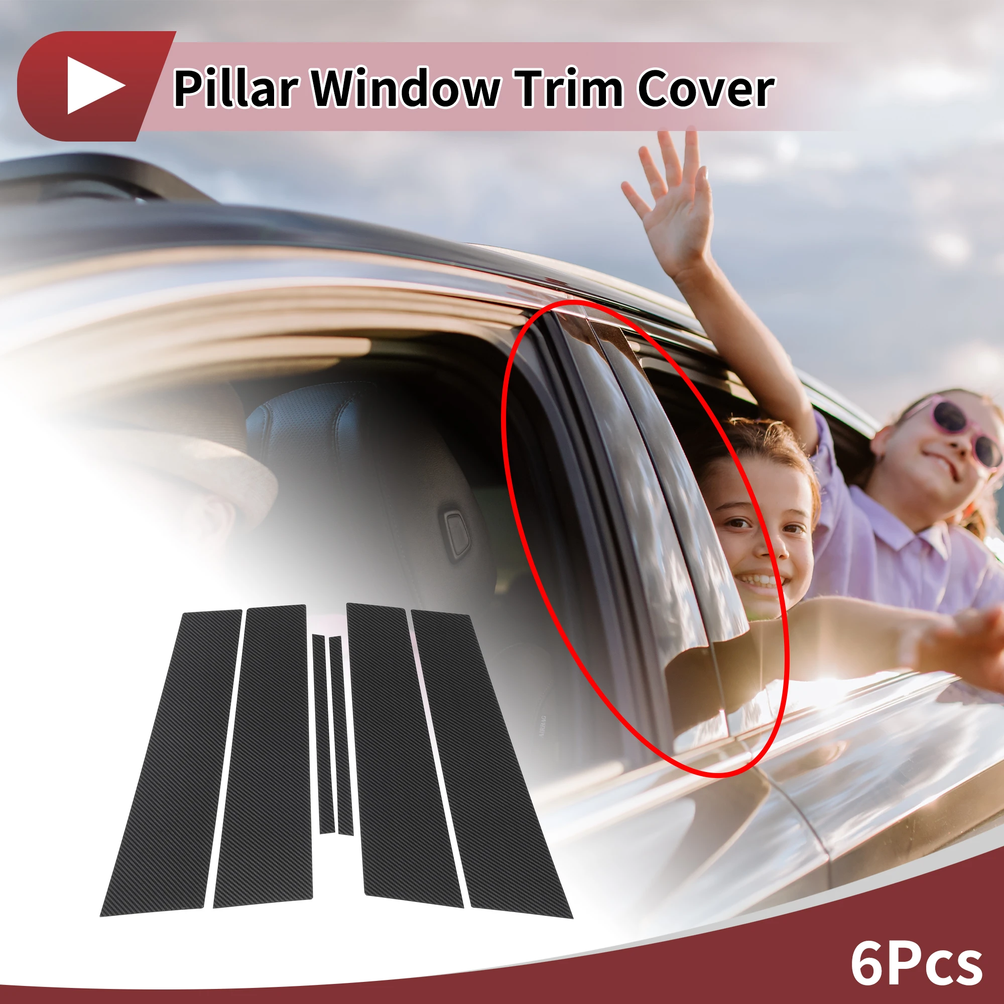 

UXCELL Накладка на дверную стойку, окно, передняя, задняя, левая и правая для Lexus ES 18-25, наклейка против царапин, черное углеродное волокно, 6 шт.