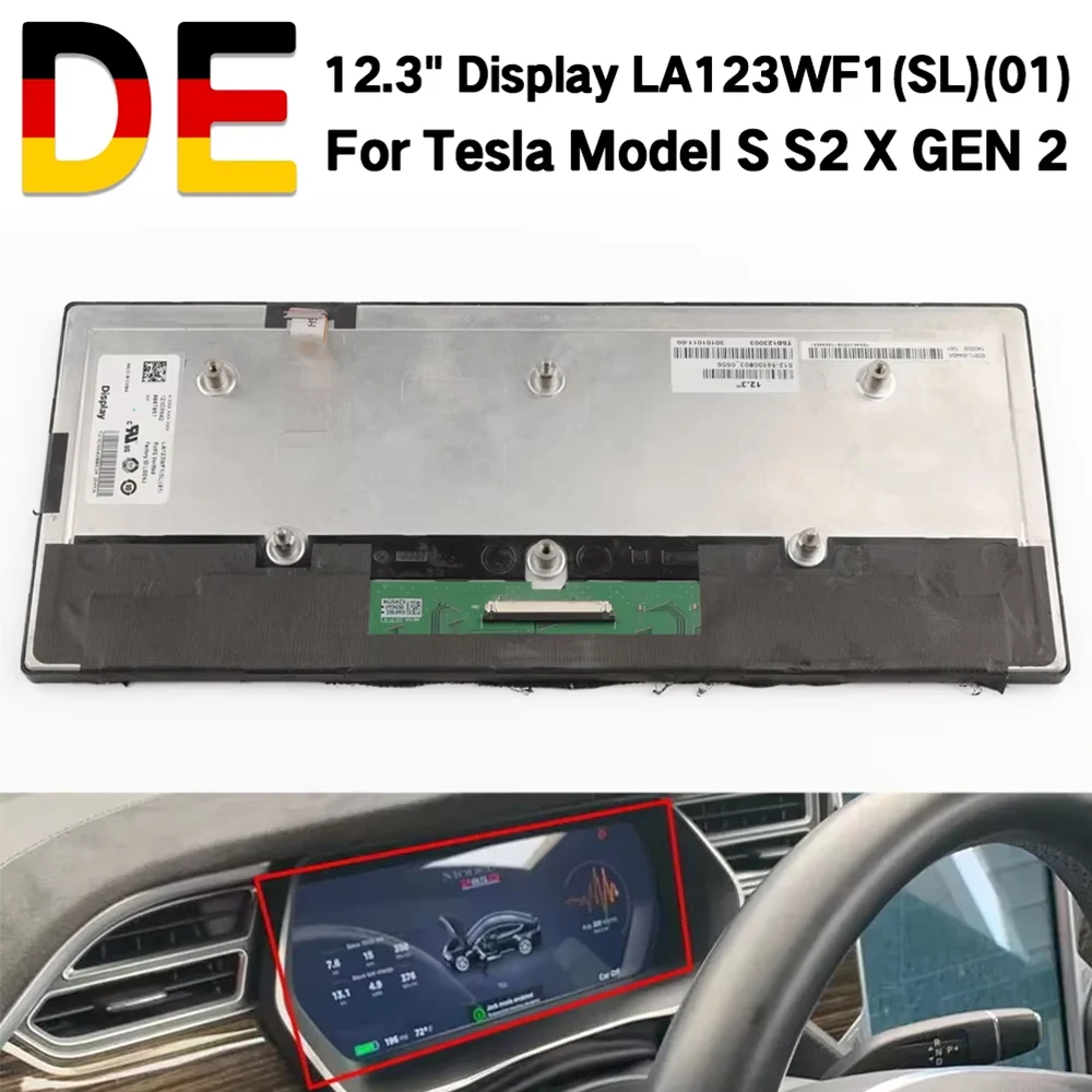 Écran LCD OEM LA123WF1-SL01 12,3 pouces pour tableau de bord Tesla Model S Model X 2014 - Pièces de rechange pour tableau de bord (seulement l'écran LCD)