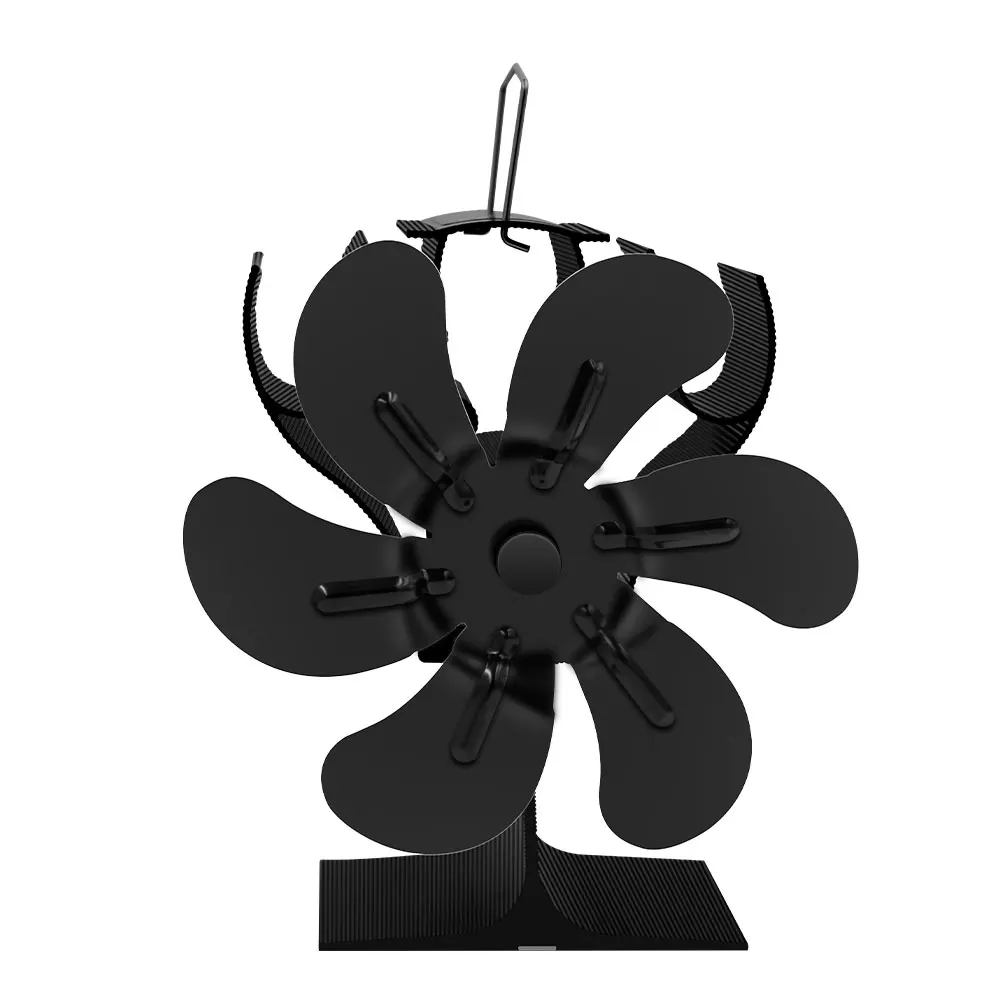 

6-blade log burner fireplace fan, thermal stove fan, ecological and quiet black winter warm home, effective heat distribution
