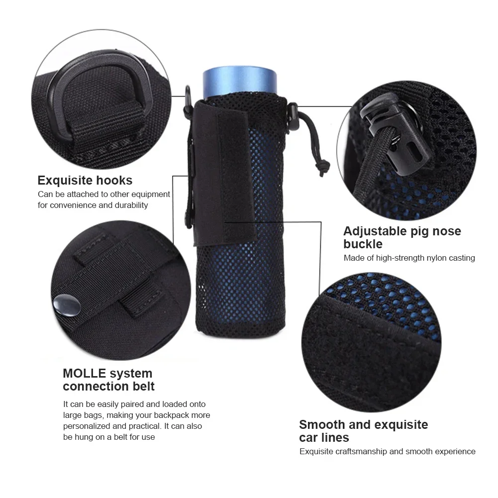 شبكة زجاجة ماء الحقيبة طوي زجاجة مول حقيبة التخزين الرياضة في الهواء الطلق ركوب الدراجات المشي لمسافات طويلة تسلق الجبال الصيد غلاية حامل #3