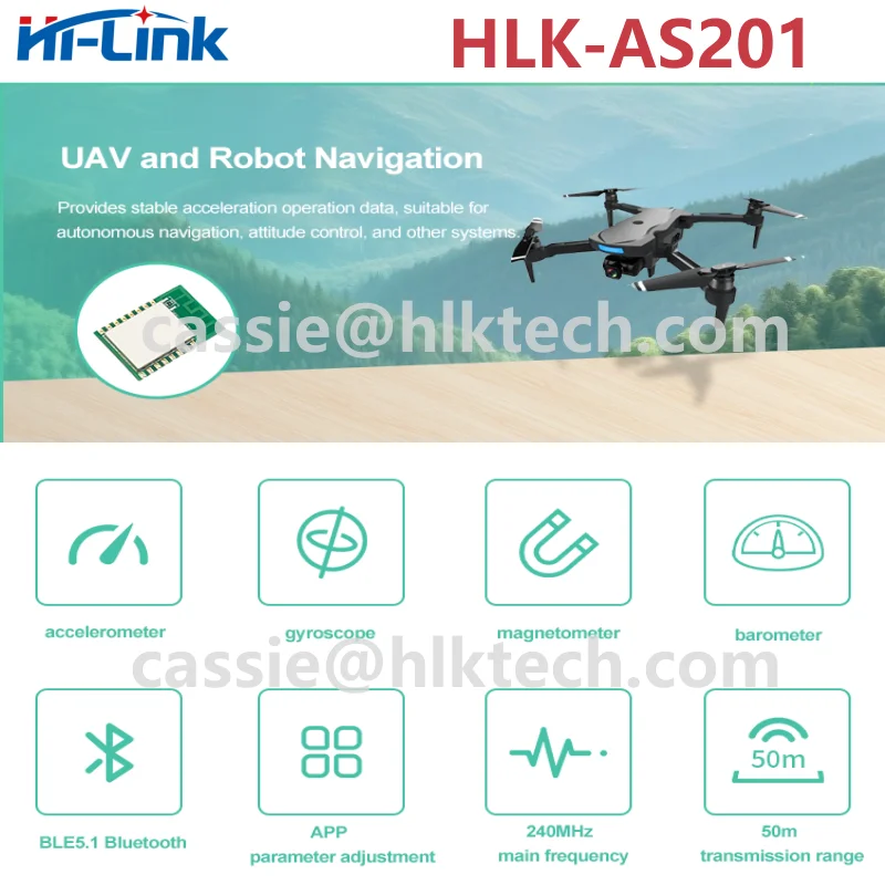 Hi-Link New HLK-AS201 OTA Ten-axis attitude sensor module BLE5.1 wireless transmission digital filtering technology UAV